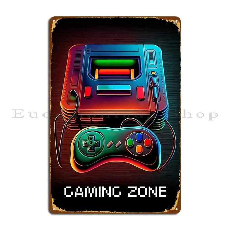 Retro Gaming Zone - 레트로 게임존 금속 간판 포스터 클럽
