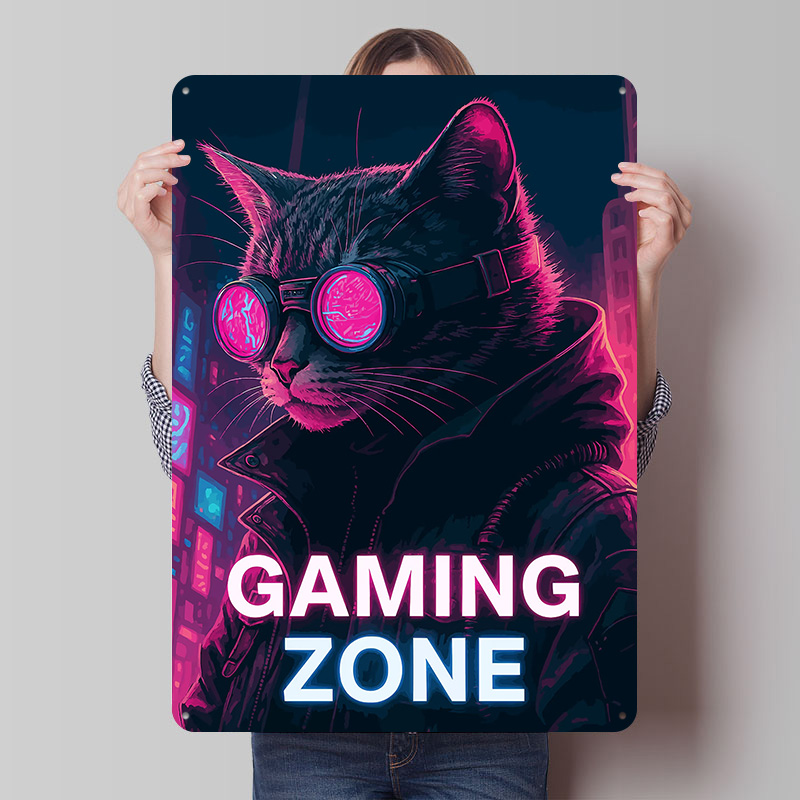 Retro Gaming Zone - 사이버 펑크 고양이 게임 존 틴