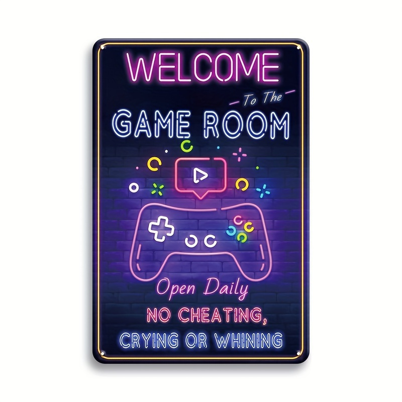 Retro Gaming Logo - 게임룸에 오신 것을 환영합니다 금속 간판