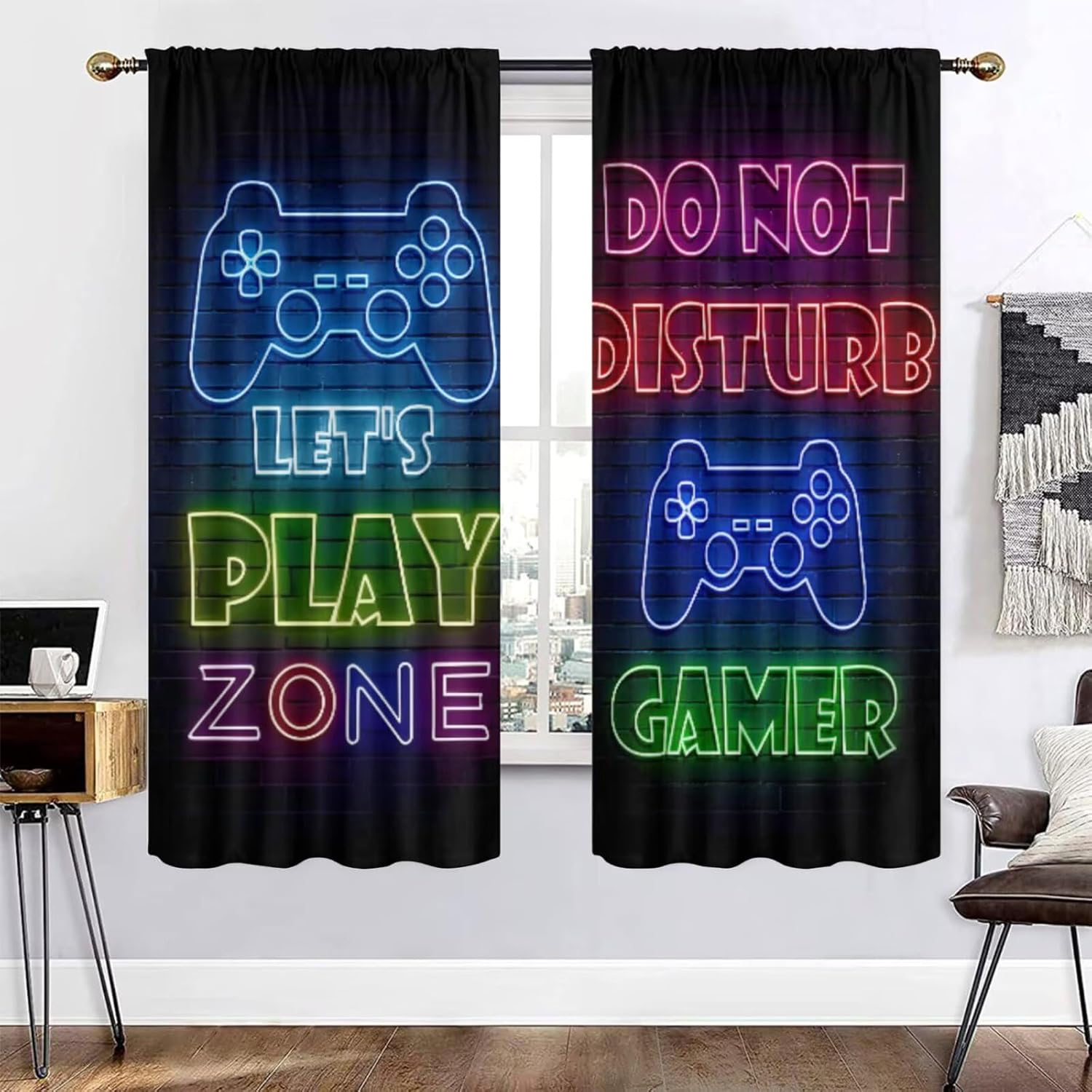 게이밍 게이머 커튼 암막 커튼 윈도우 패널 룸 데코 레 - Retro Gaming Zone 리뷰 및 가격