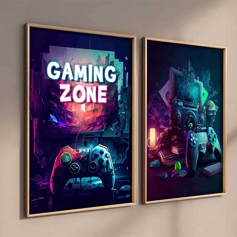 레트로 팝 펑크 게이머 게임 존 포스터, 미적인 추상  - Retro Gaming Zone 리뷰 및 가격