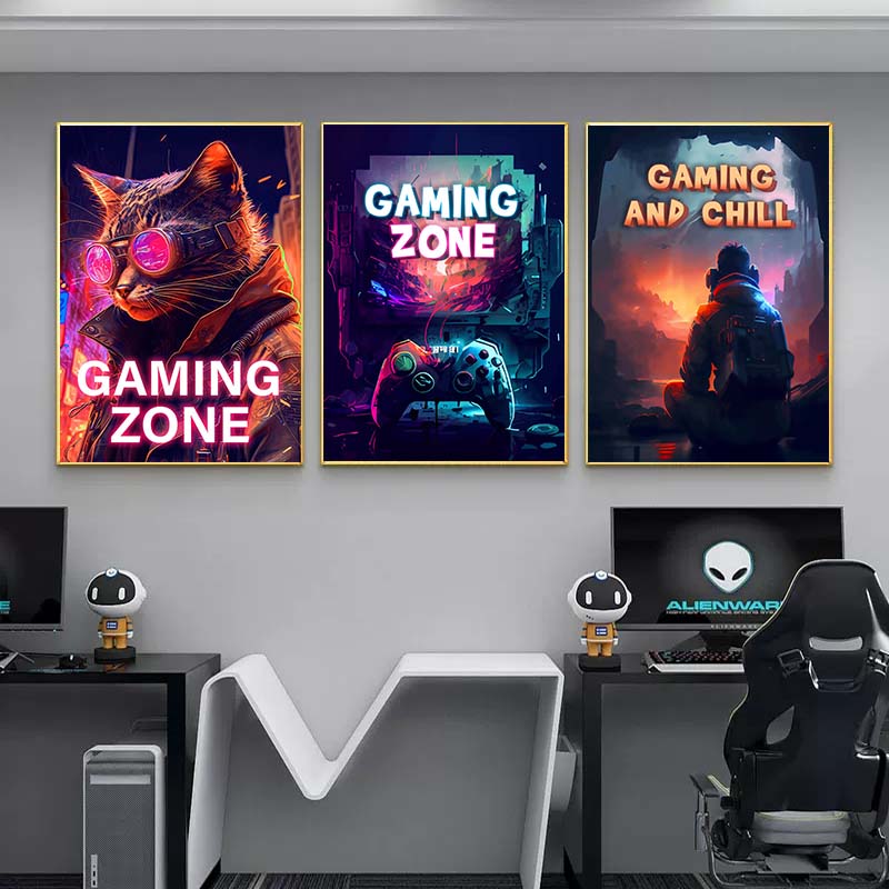 레트로 팝 펑크 게이머 게임 존 포스터, 미적인 추상  - Retro Gaming Zone 리뷰 및 가격