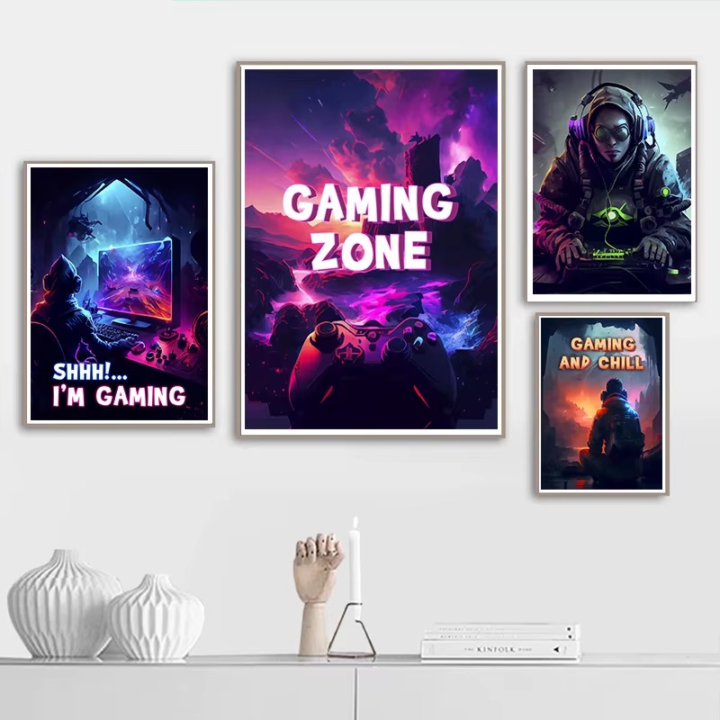 레트로 팝 펑크 게이머 게임 존 포스터, 미적인 추상  - Retro Gaming Zone 리뷰 및 가격