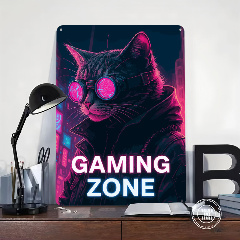사이버 펑크 고양이 게임 존 틴 플라크 포스터 맞춤형  - Retro Gaming Zone 리뷰 및 가격