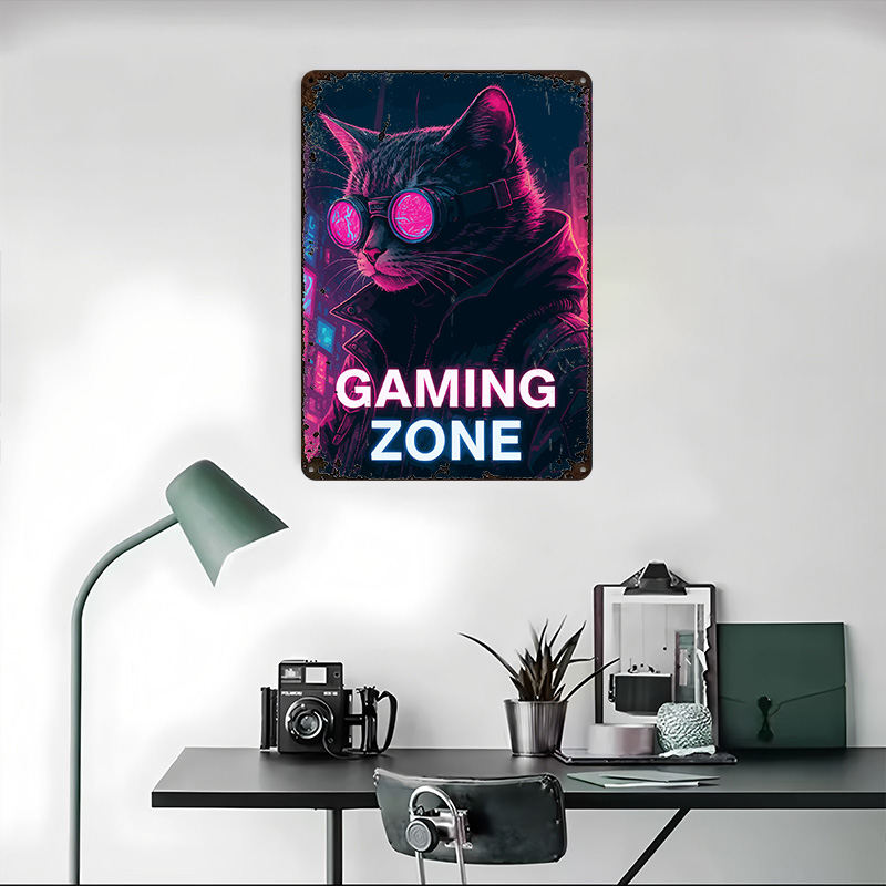 사이버 펑크 고양이 게임 존 틴 플라크 포스터 맞춤형  - Retro Gaming Zone 리뷰 및 가격