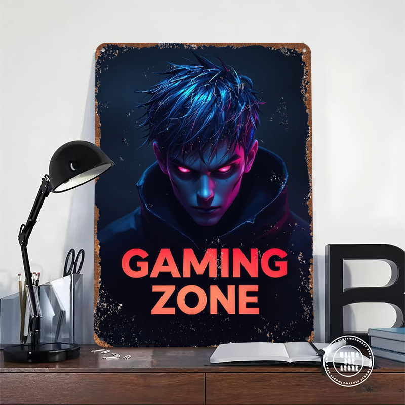 게이밍 존 네온 게이머 초상화 틴 플라크 포스터 맞춤형 - Retro Gaming Zone 리뷰 및 가격